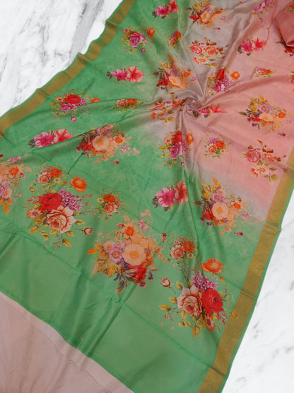 Banarasi Pure Chanderi Digital Pint Saree