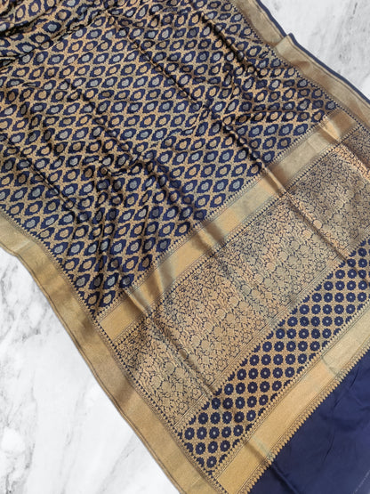 Pure Katan Silk Banarasi Handloom Saree - All over Jaal work