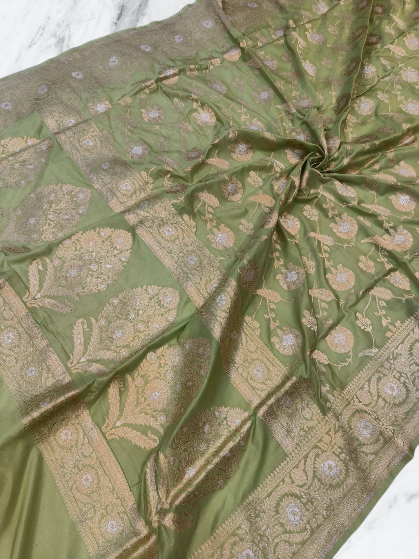 Pure Katan Silk Banarasi Handloom Saree - All over Jaal work