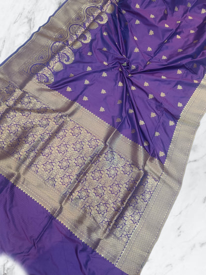 Pure Katan Silk Banarasi Laharia Border