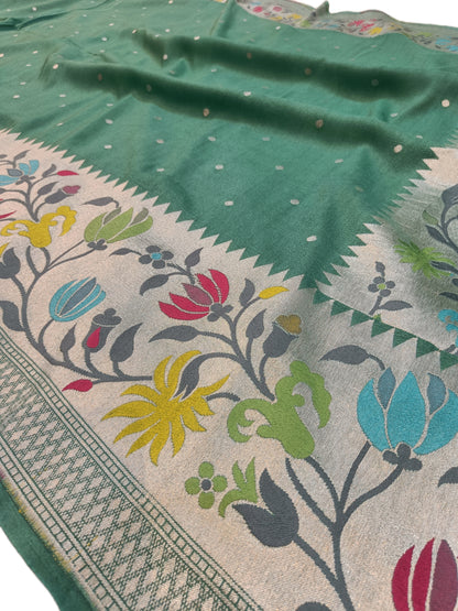 Tussar Georgette Handloom Banarasi Saree_Paithani Border