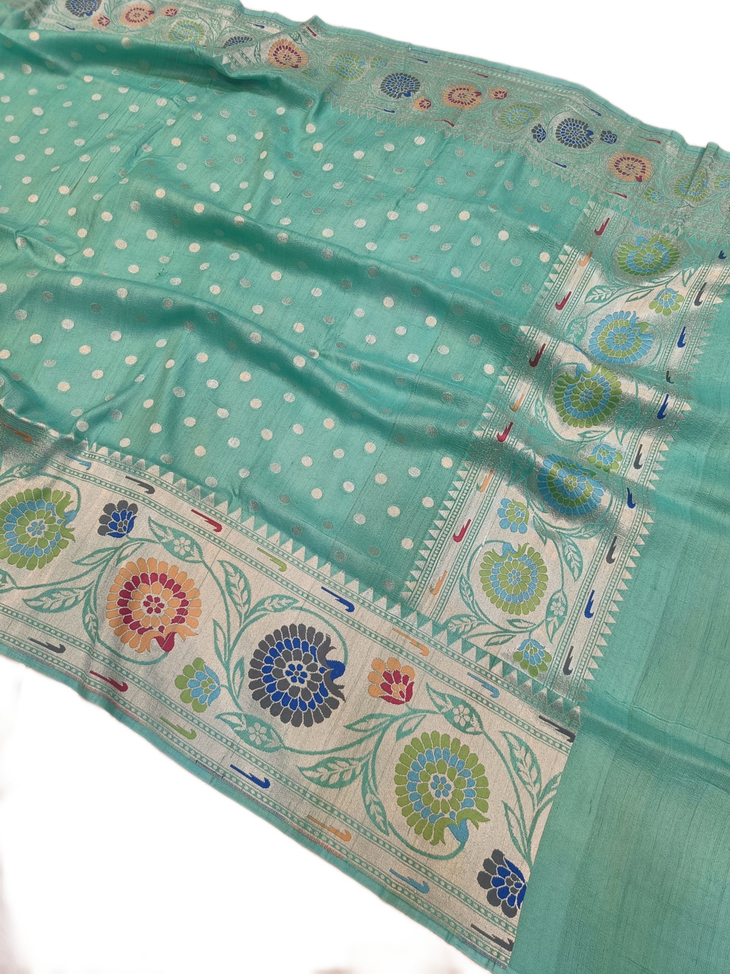 Tussar Georgette Handloom Banarasi Saree_Paithani Border