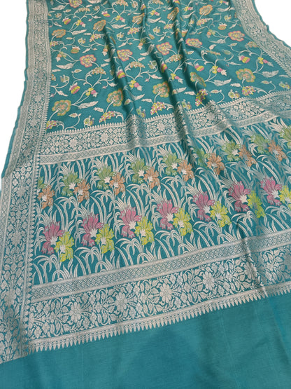 Tussar Georgette Handloom Banarasi Saree_Allover Jaal