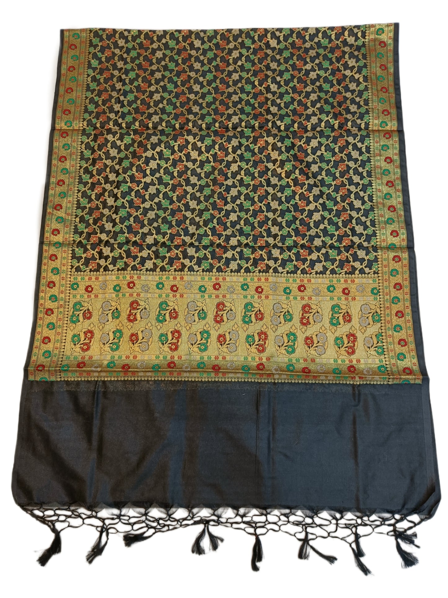 Black Katan Silk Banarasi Dupatta