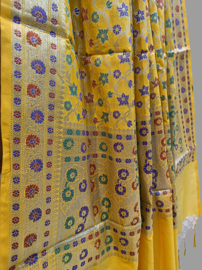 Gold Katan Silk Banarasi Dupatta