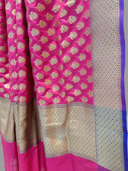 Pink Katan Silk Banarasi Dupatta