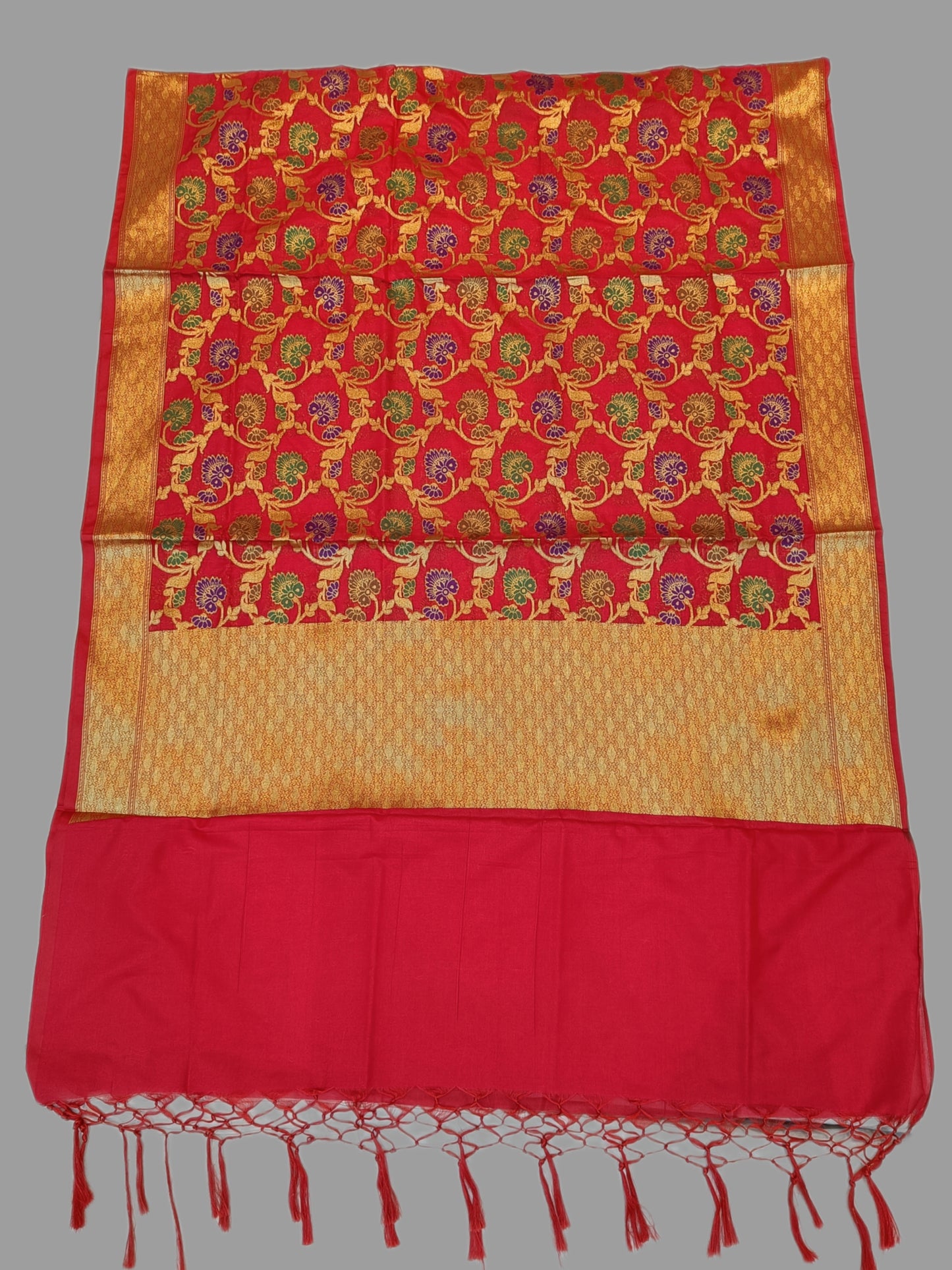 Red Katan Silk Banarasi Dupatta