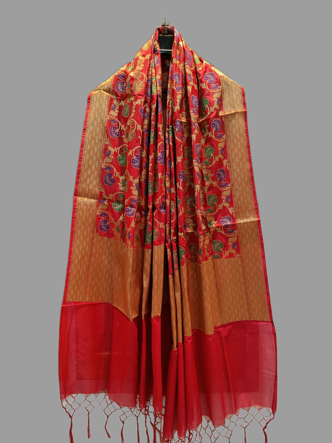 Red Katan Silk Banarasi Dupatta