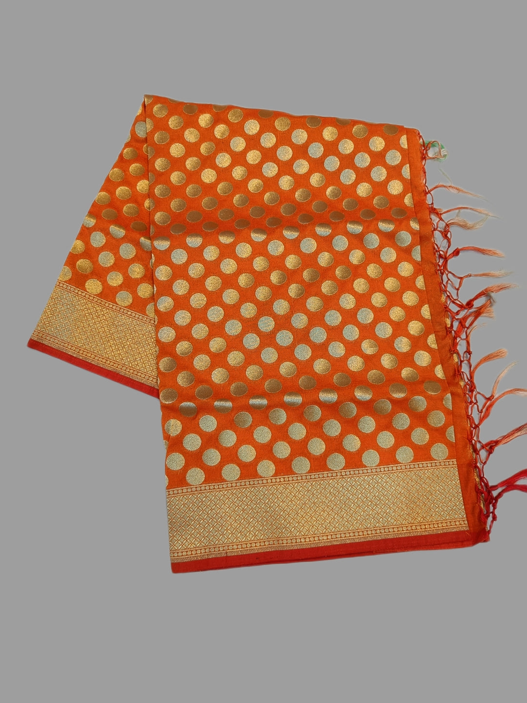 Orange Katan Silk Banarasi Dupatta