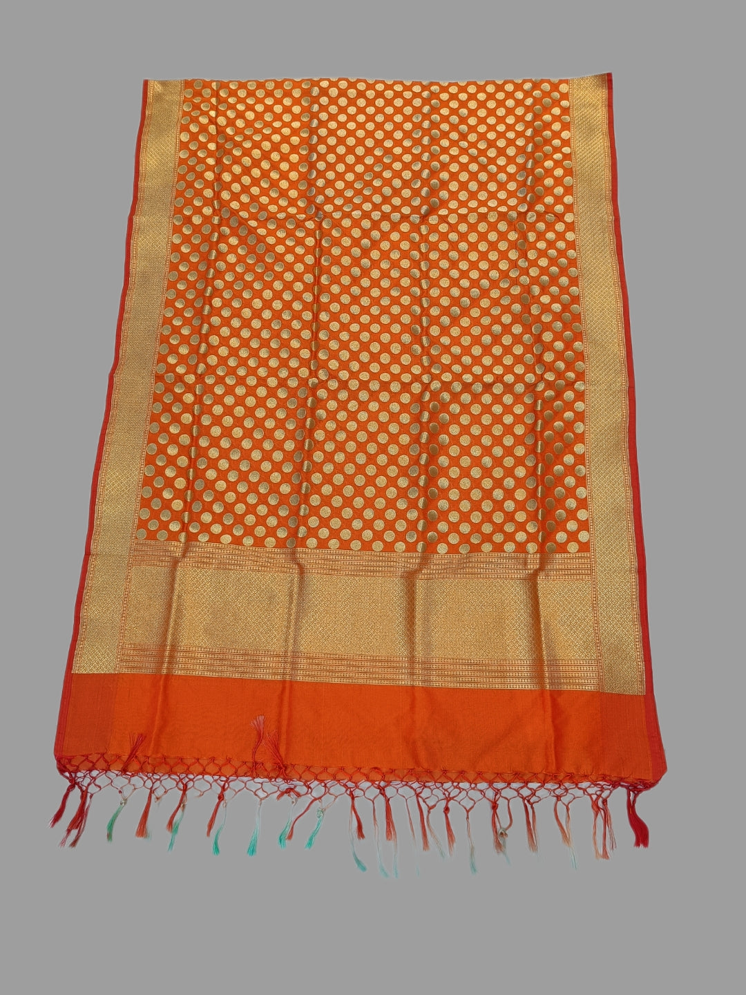 Orange Katan Silk Banarasi Dupatta