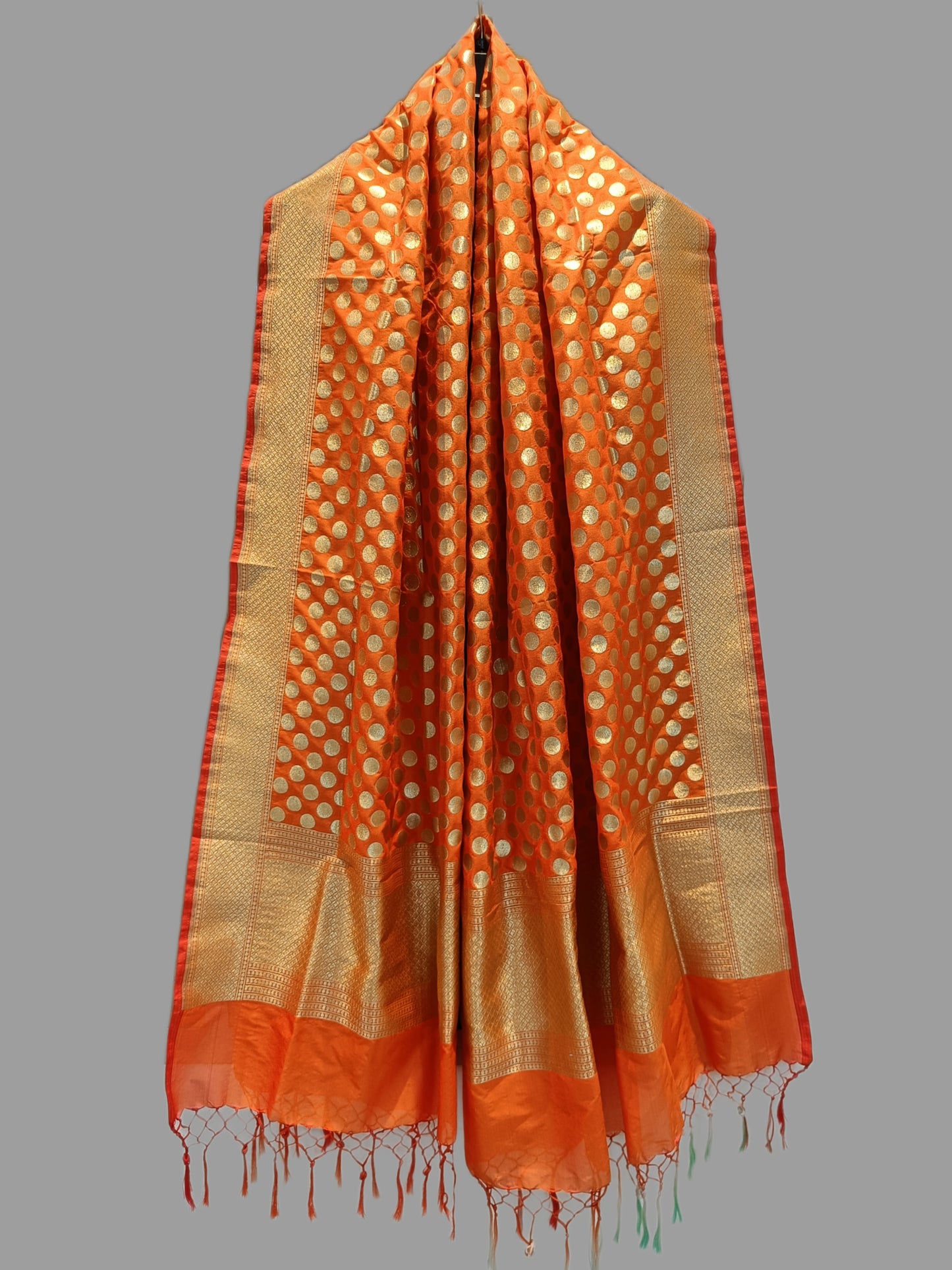 Orange Katan Silk Banarasi Dupatta