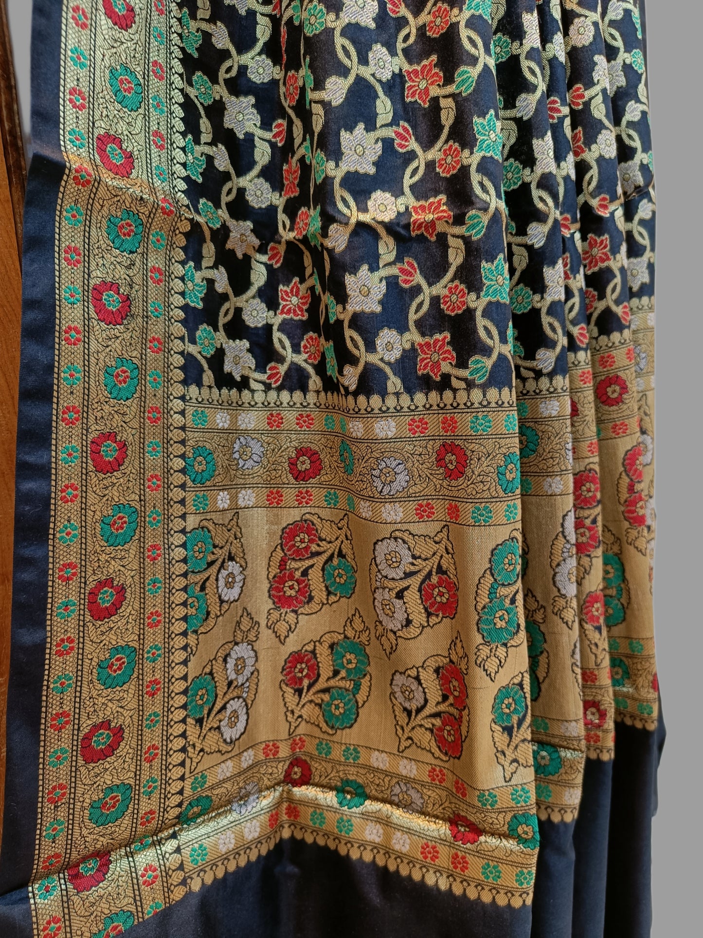 Black Katan Silk Banarasi Dupatta