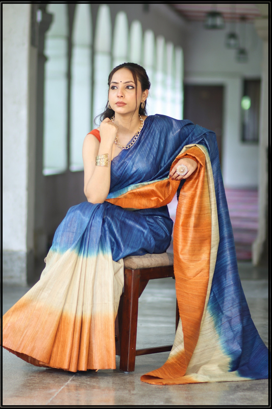 Pure Tusser Silk 3D Saree