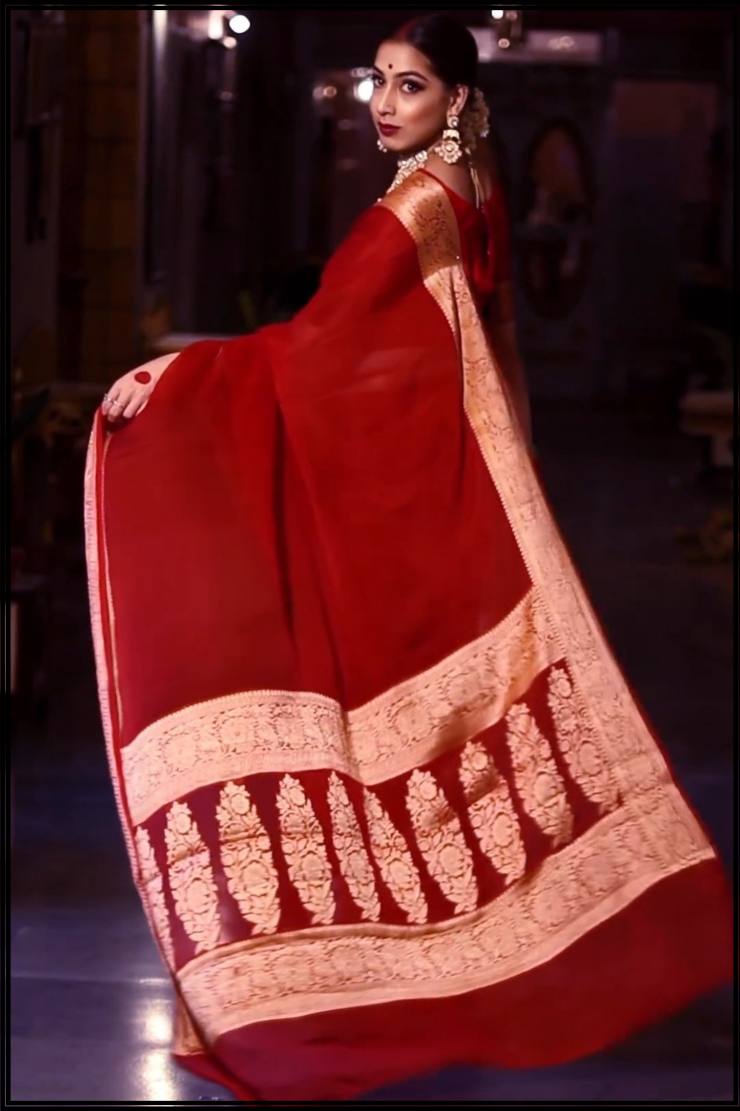 Red Georgette Khaddi Handloom Banarasi Saree